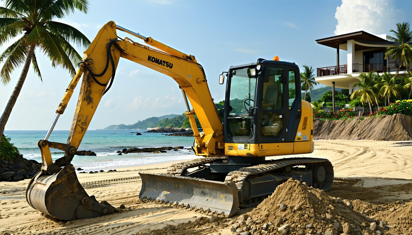 Mini excavator pada proyek villa di pesisir Senggigi, Lombok
